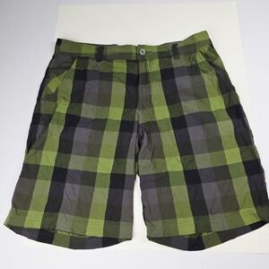 Lululemon Shorts Mens 36 Green Black Plaid Lined Athletic Drawstring Pockets‎